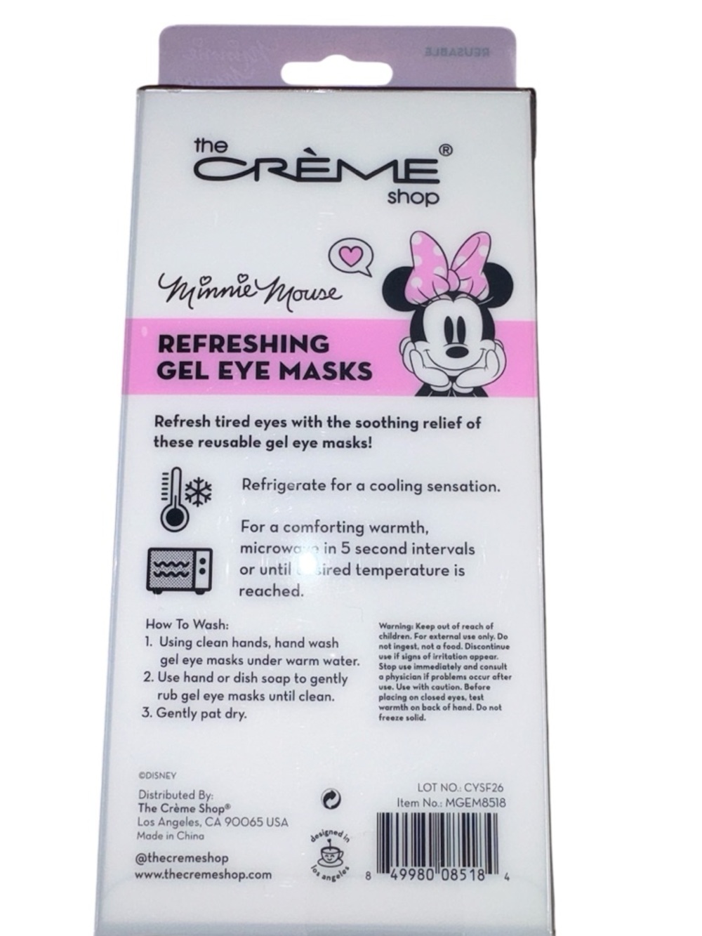 🇱🇷The Crème Shop x Disney Minnie Mouse Pink Refreshing Gel Eye Masks - Set of 2 - Picture 3 of 3